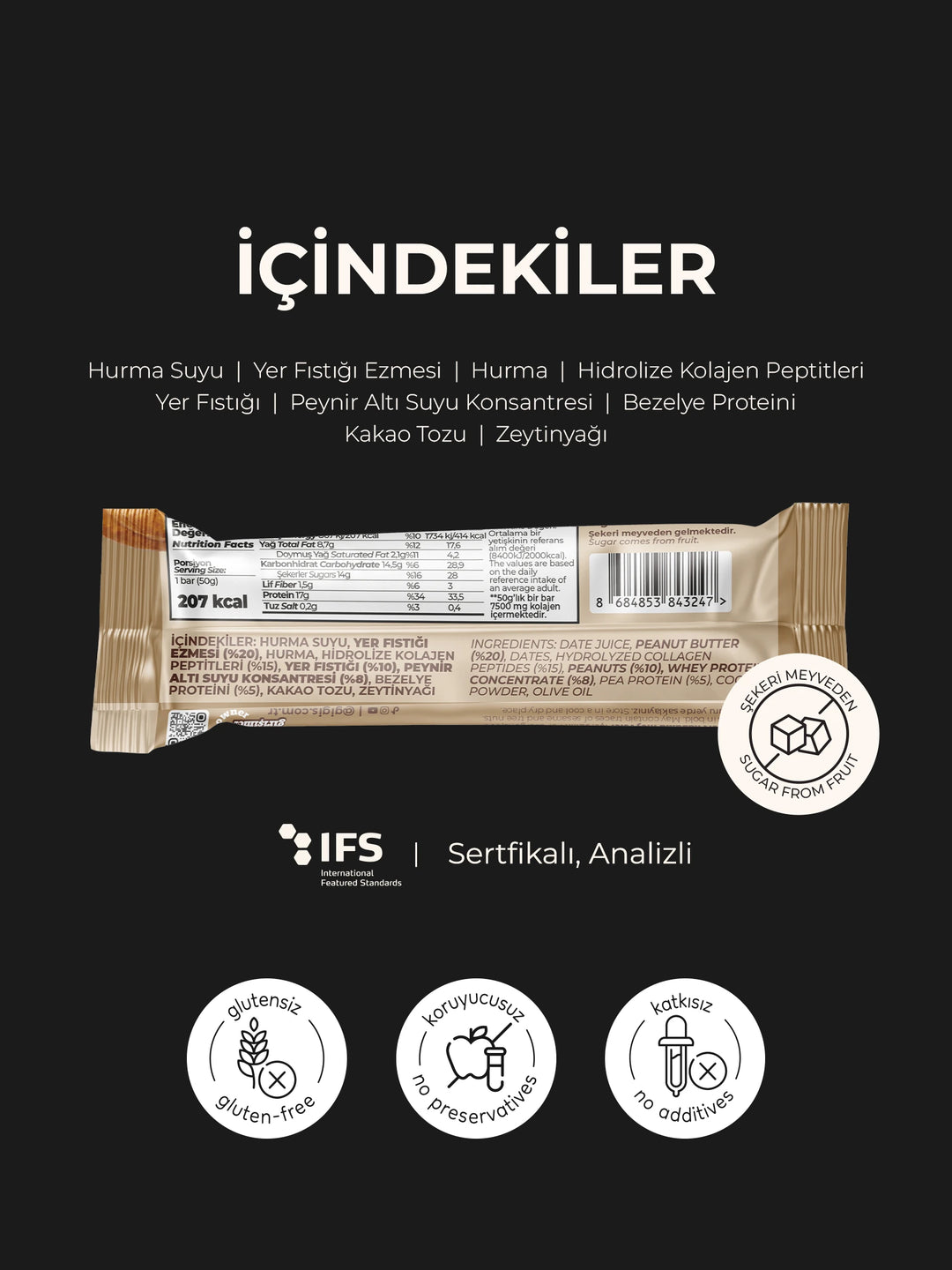 12'li Yer Fıstıklı Kolajenli Protein Bar Paketi – görsel 3