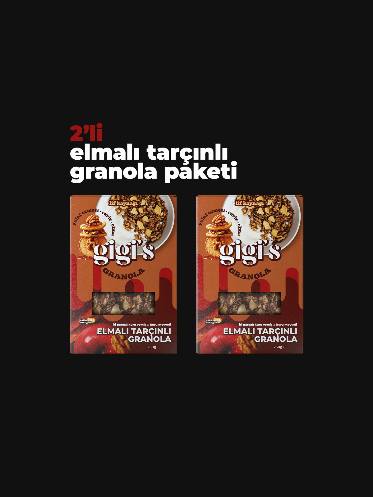 Elmalı Tarçınlı Granola 2'li Paket (250g x 2)