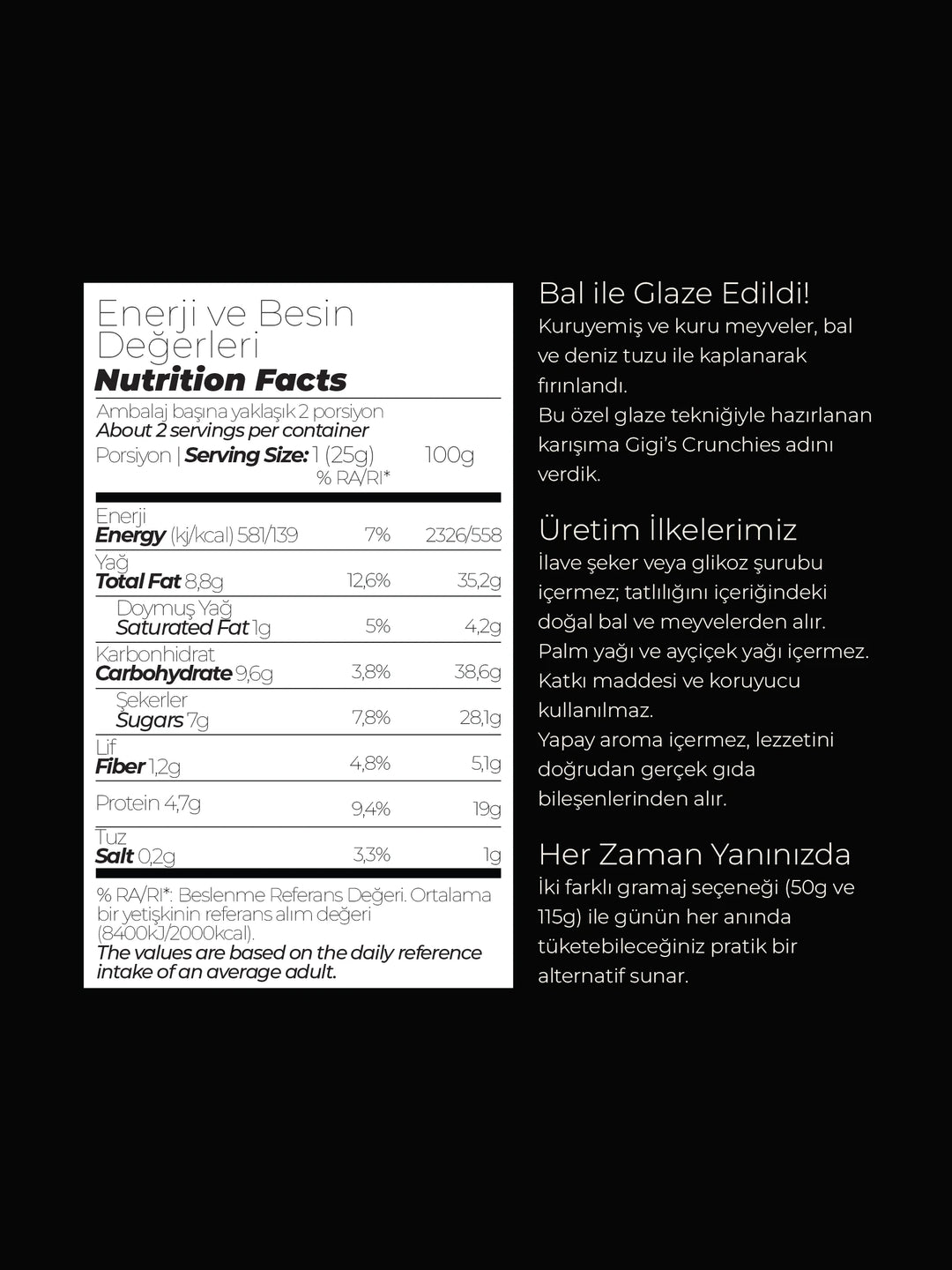 Gigi's Peanut Butter Cake Crunchie - Yer Fıstığı & Muzlu Çıtır Kuruyemiş 50 g – görsel 2