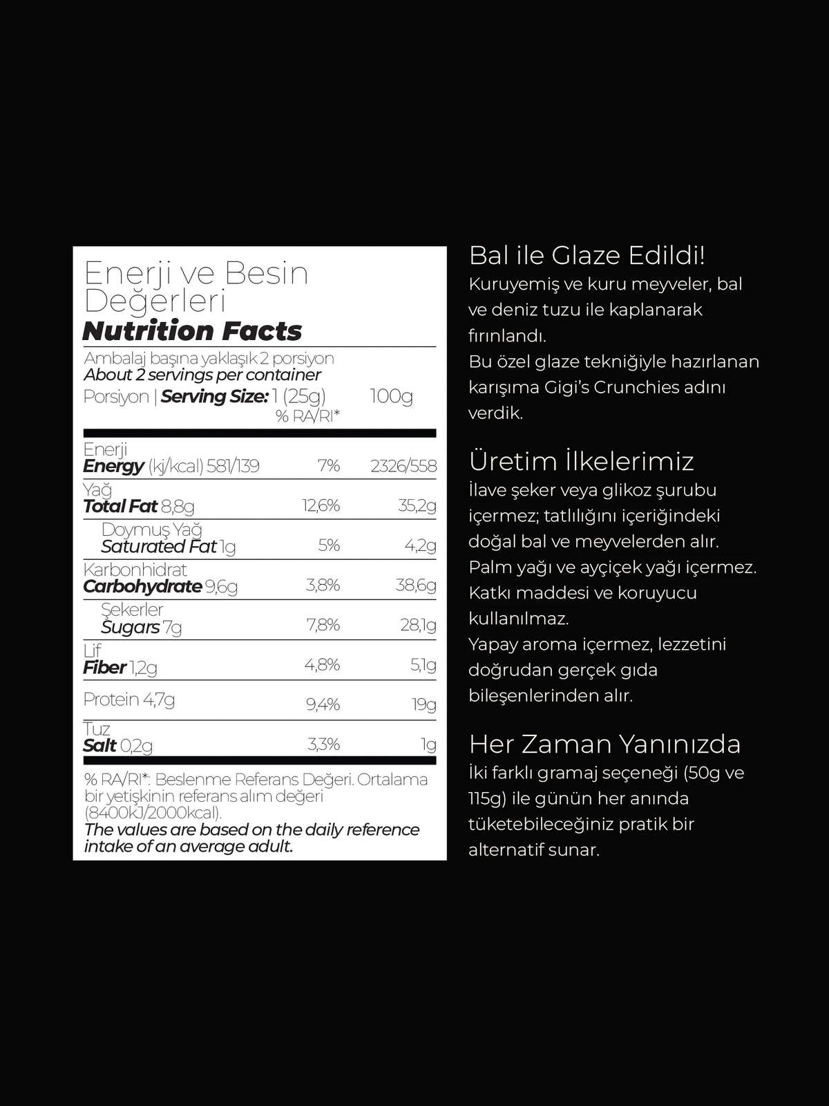Gigi's Peanut Butter Cake Crunchie - Yer Fıstığı & Muzlu Çıtır Kuruyemiş 50 g – görsel 2