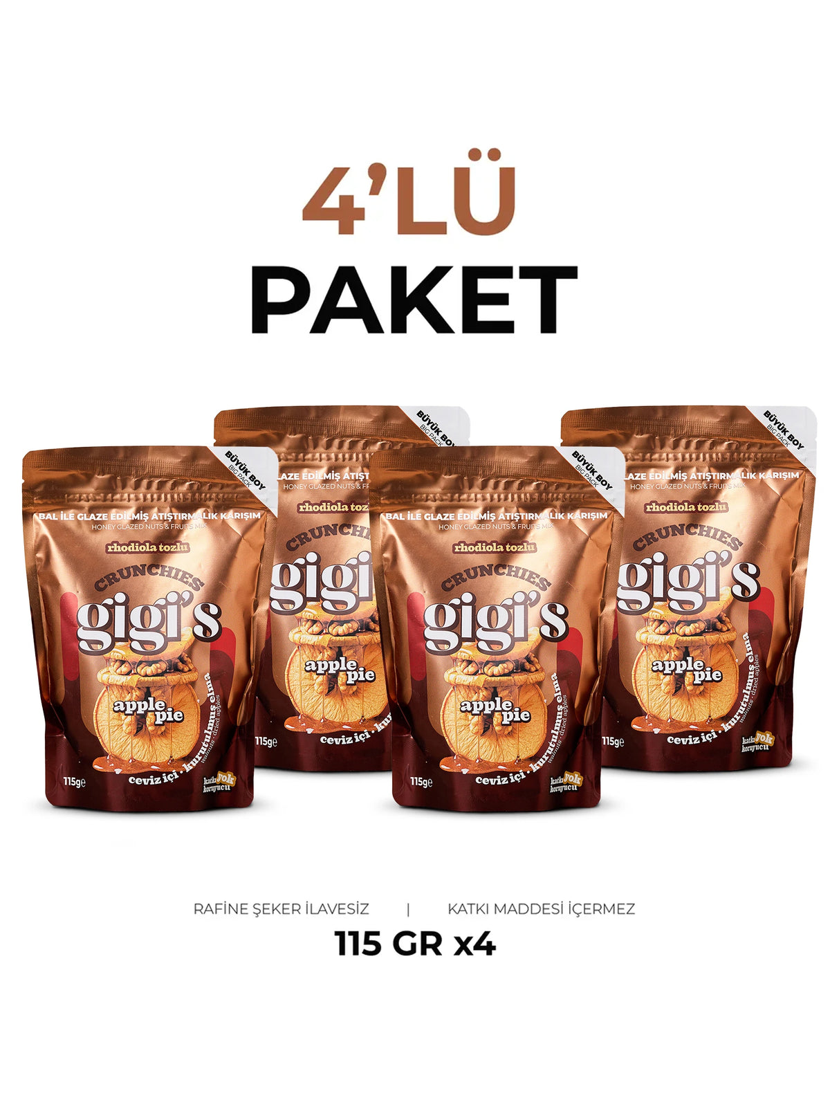 Apple Pie Crunchie 4'lü Stok Paketi (115g x 4) – görsel 1
