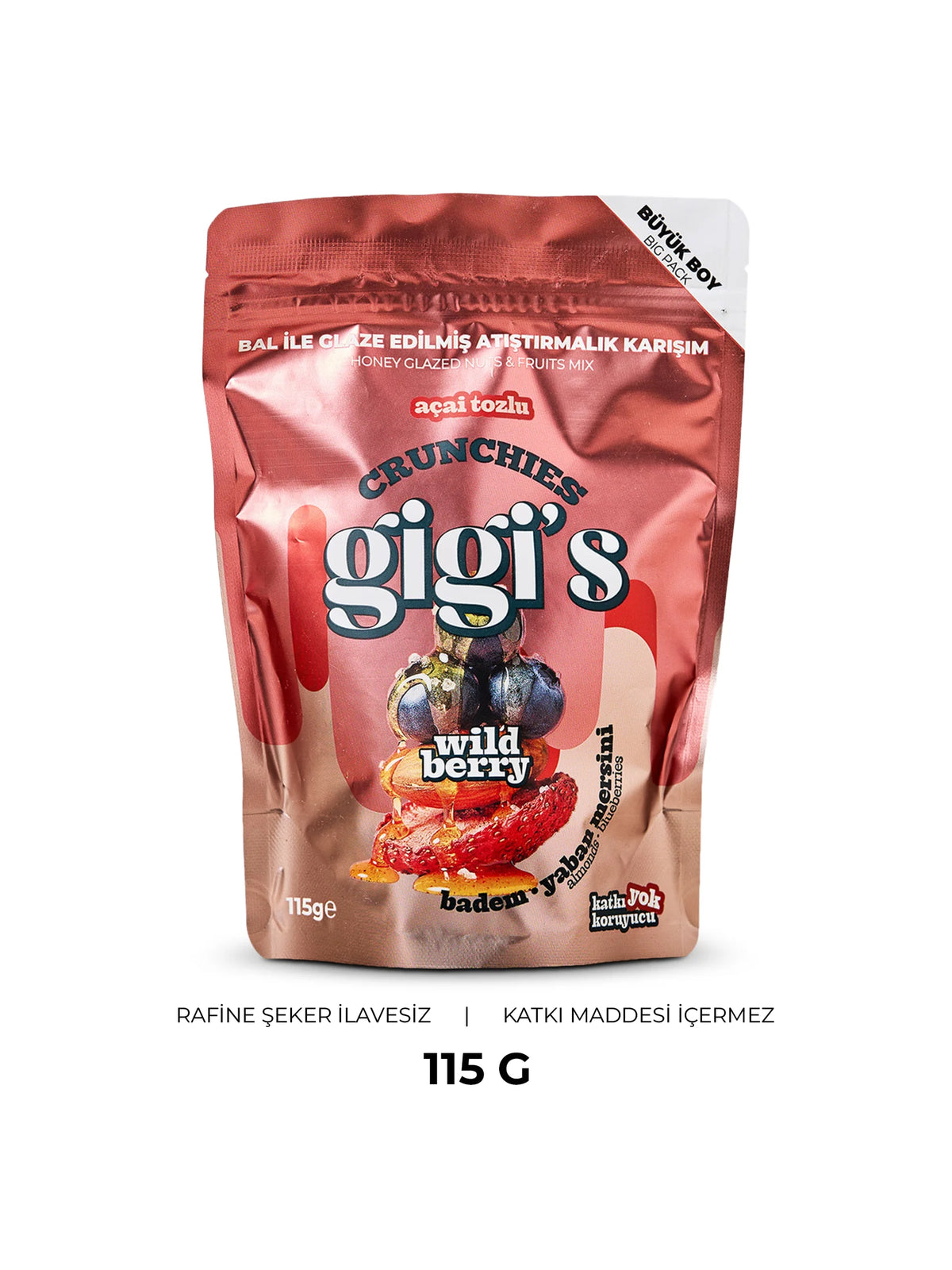 Gigi's Wild Berry Crunchie - Badem & Yaban Mersinli Çıtır Kuruyemiş 115 g – görsel 1
