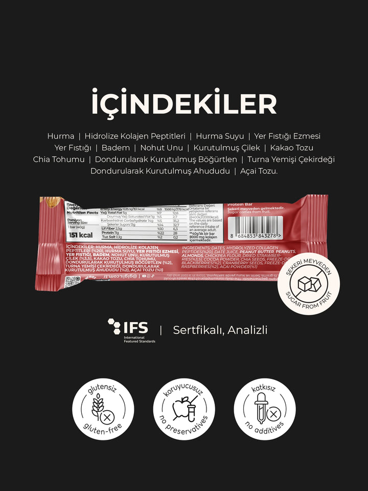Gigi's Melties Açai Orman Meyveli Kolajenli Protein Bar 40 g – görsel 2
