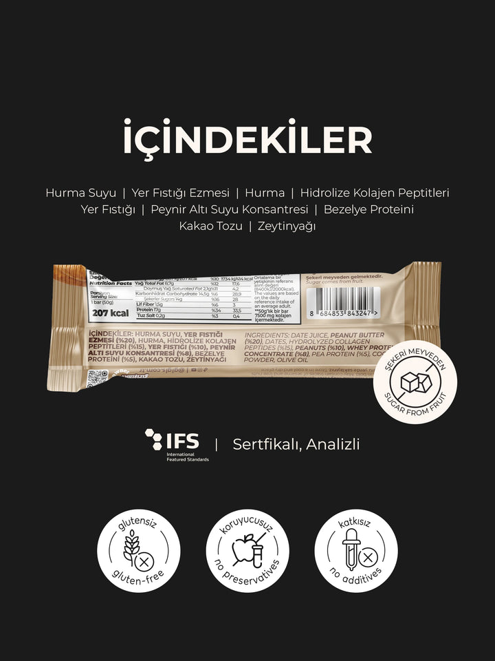 Gigi's Melties Yer Fıstıklı Kolajenli Yüksek Protein Bar 50 g – görsel 2