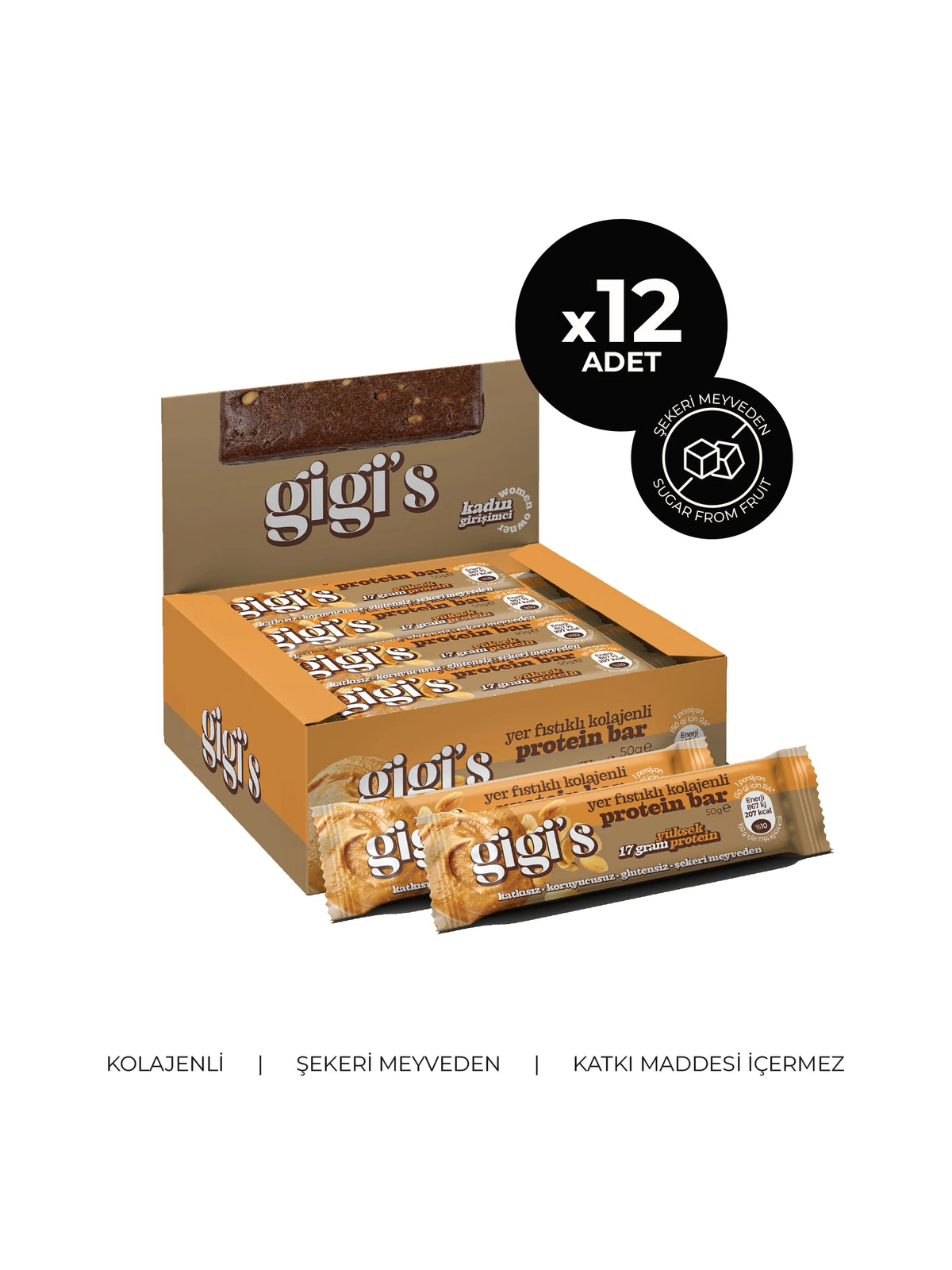 12'li Yer Fıstıklı Kolajenli Protein Bar Paketi – görsel 1