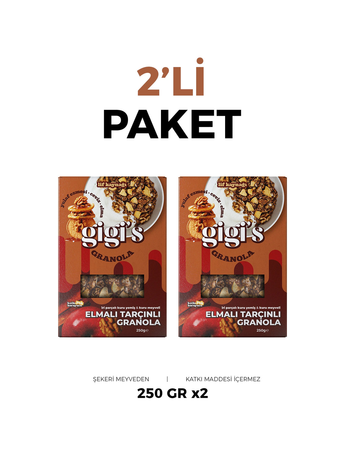 Elmalı Tarçınlı Granola 2'li Paket (250g x 2) – görsel 1