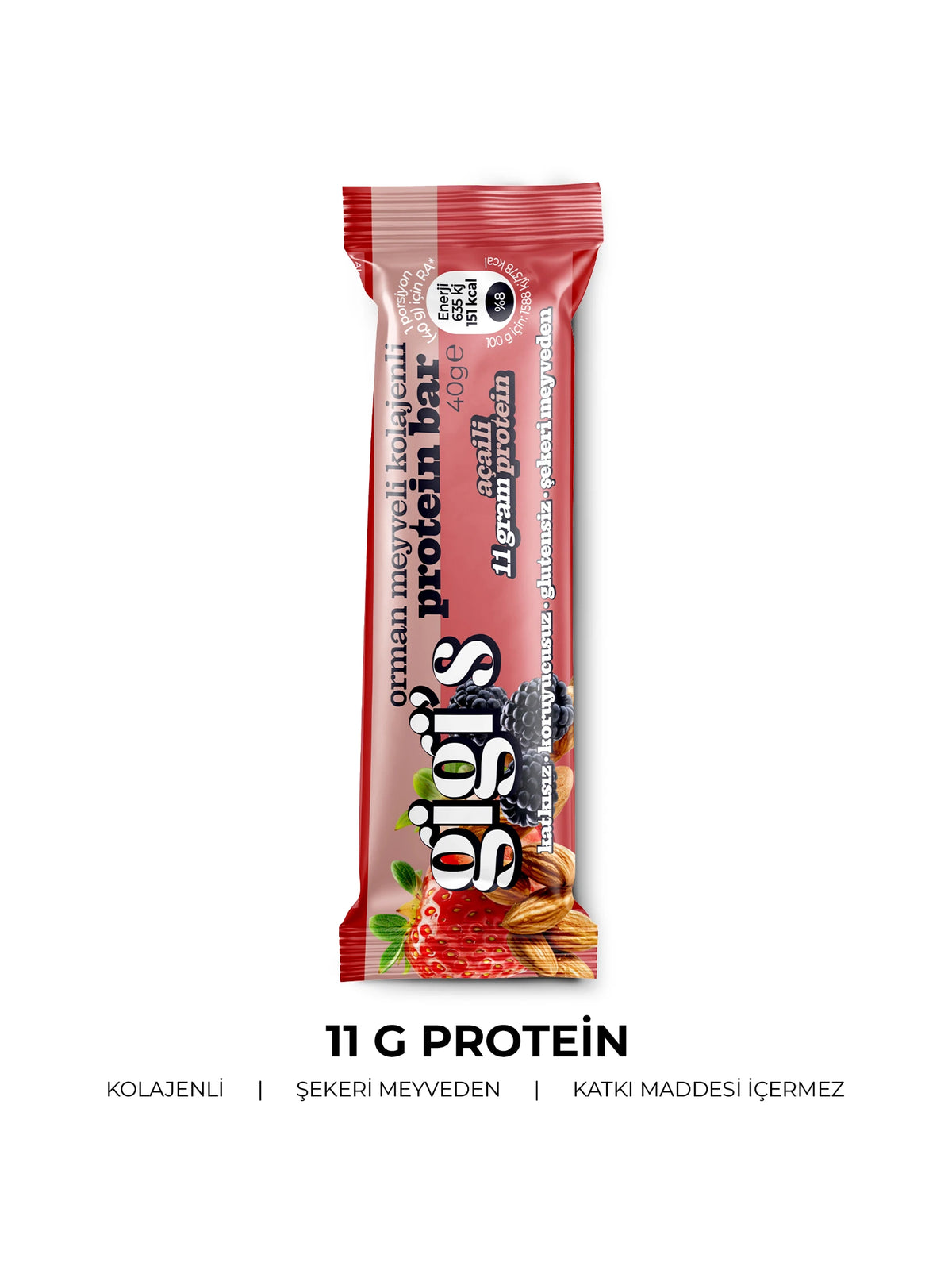 Gigi's Melties Açai Orman Meyveli Kolajenli Protein Bar 40 g – görsel 1
